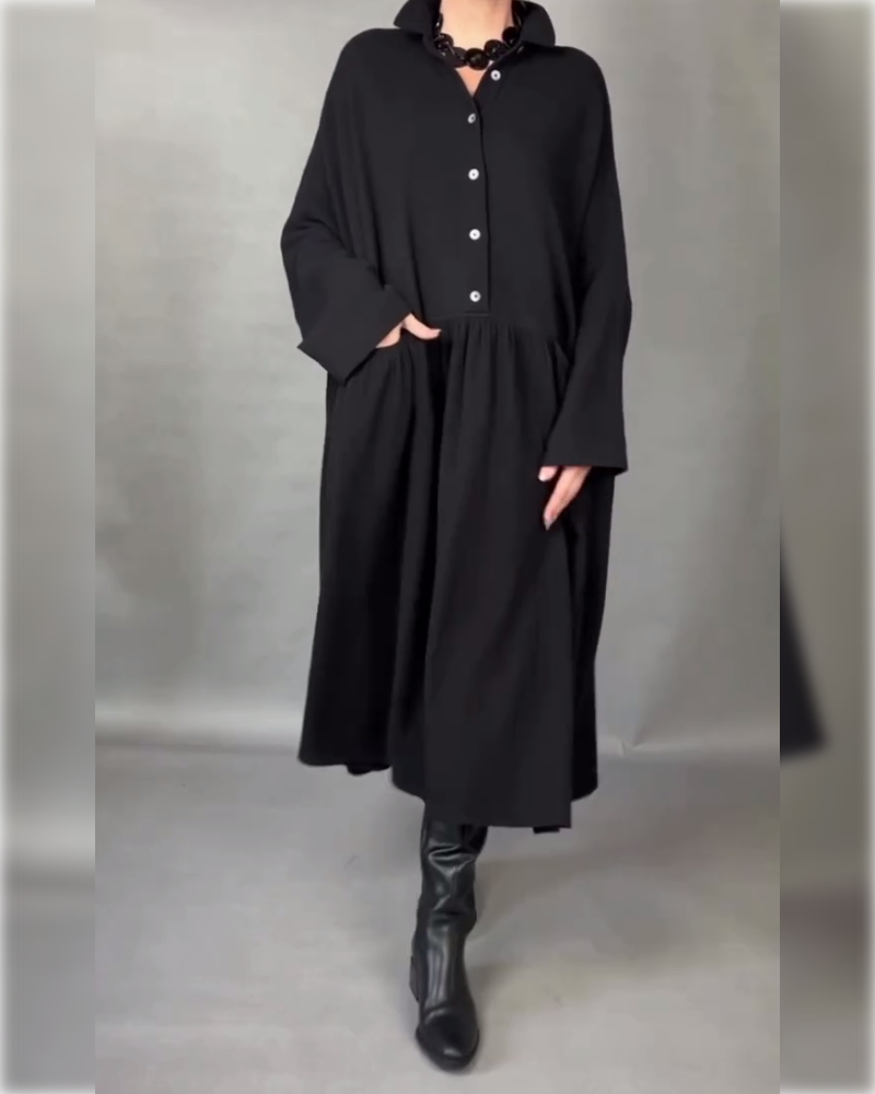 Emma | Oversized A-Line Dress with Button Collar