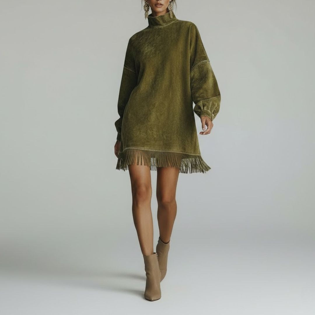 Sheri | Cozy Suede Fringe Dress