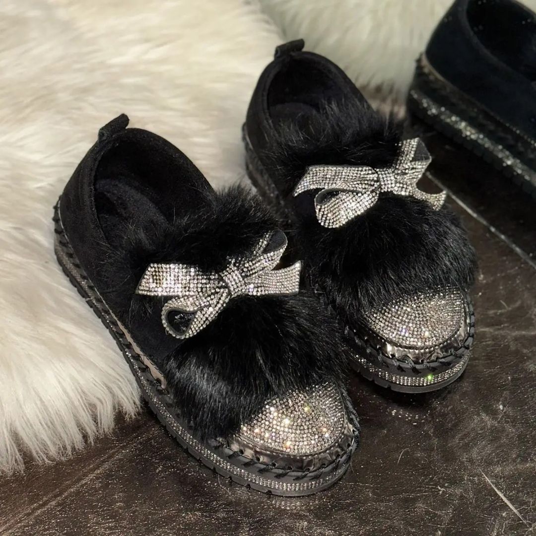 Jasmin | Crystal Bow Comfort Loafers – Sparkle & Support