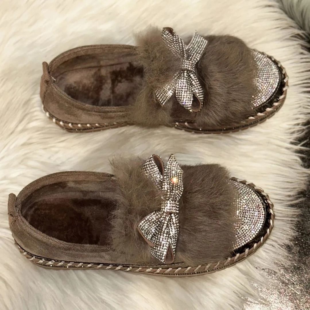 Jasmin | Crystal Bow Comfort Loafers – Sparkle & Support