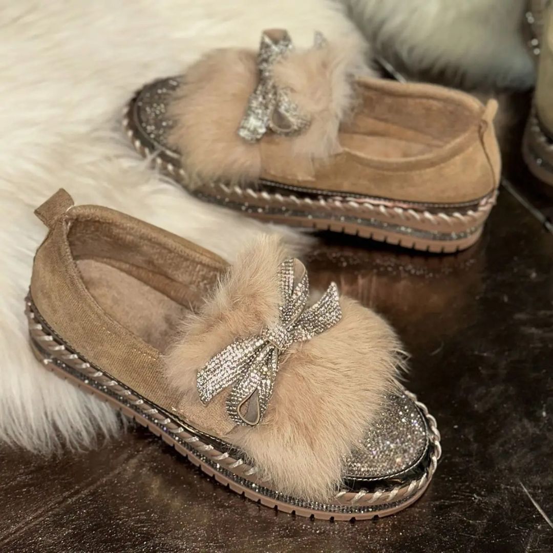 Jasmin | Crystal Bow Comfort Loafers – Sparkle & Support