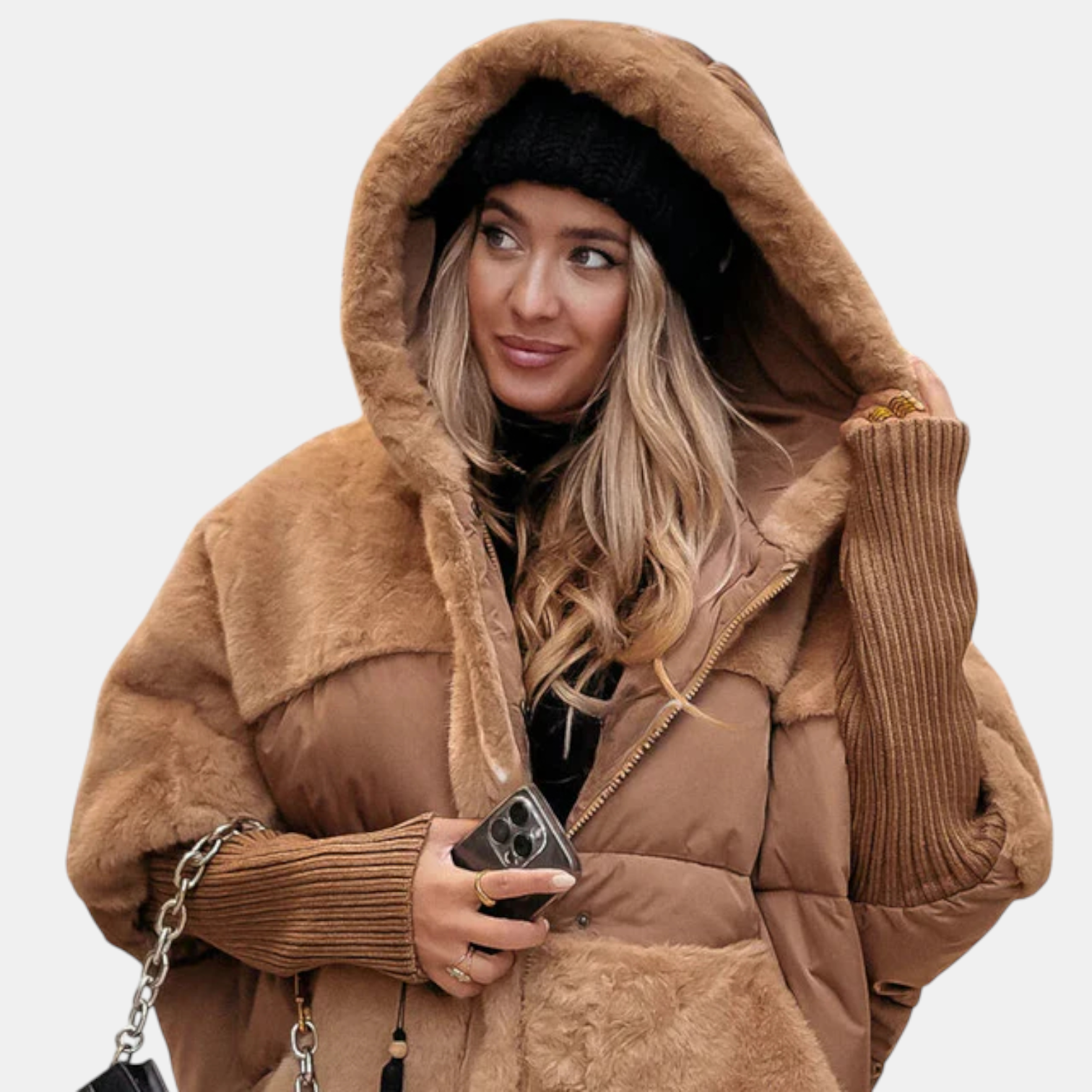 Oversized Hooded Patchwork Puffer Jacket