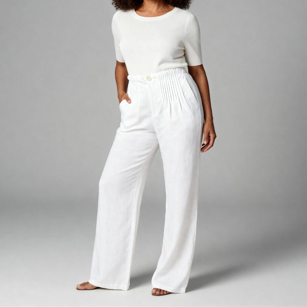 Camille | Wide-leg Pants in Cotton and Linen Blend