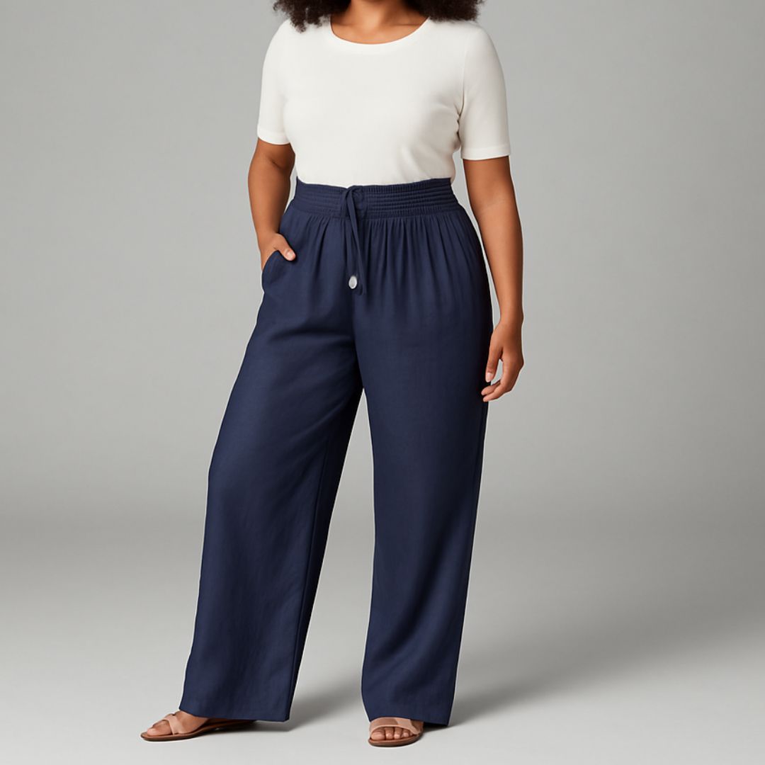 Camille | Wide-leg Pants in Cotton and Linen Blend