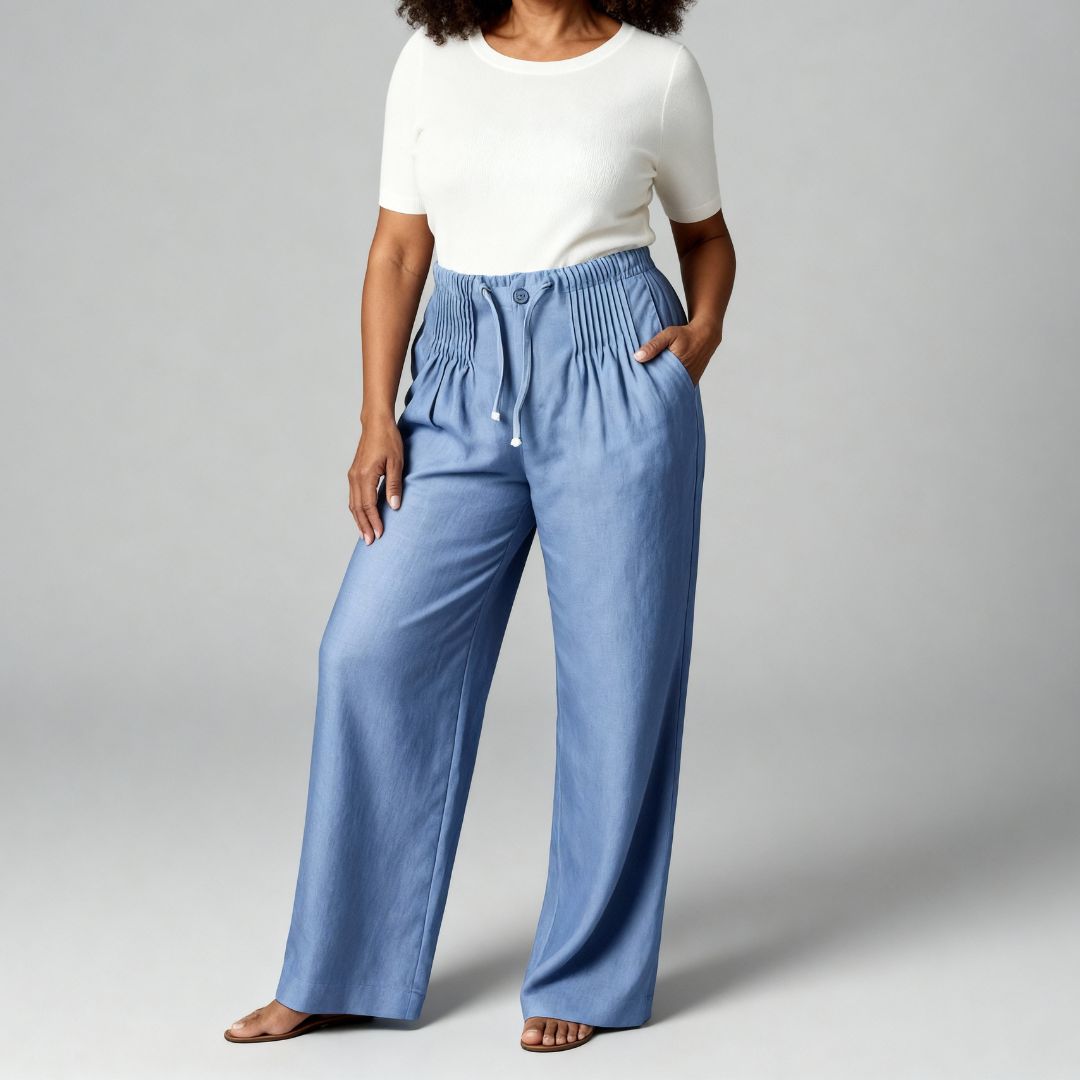 Camille | Wide-leg Pants in Cotton and Linen Blend