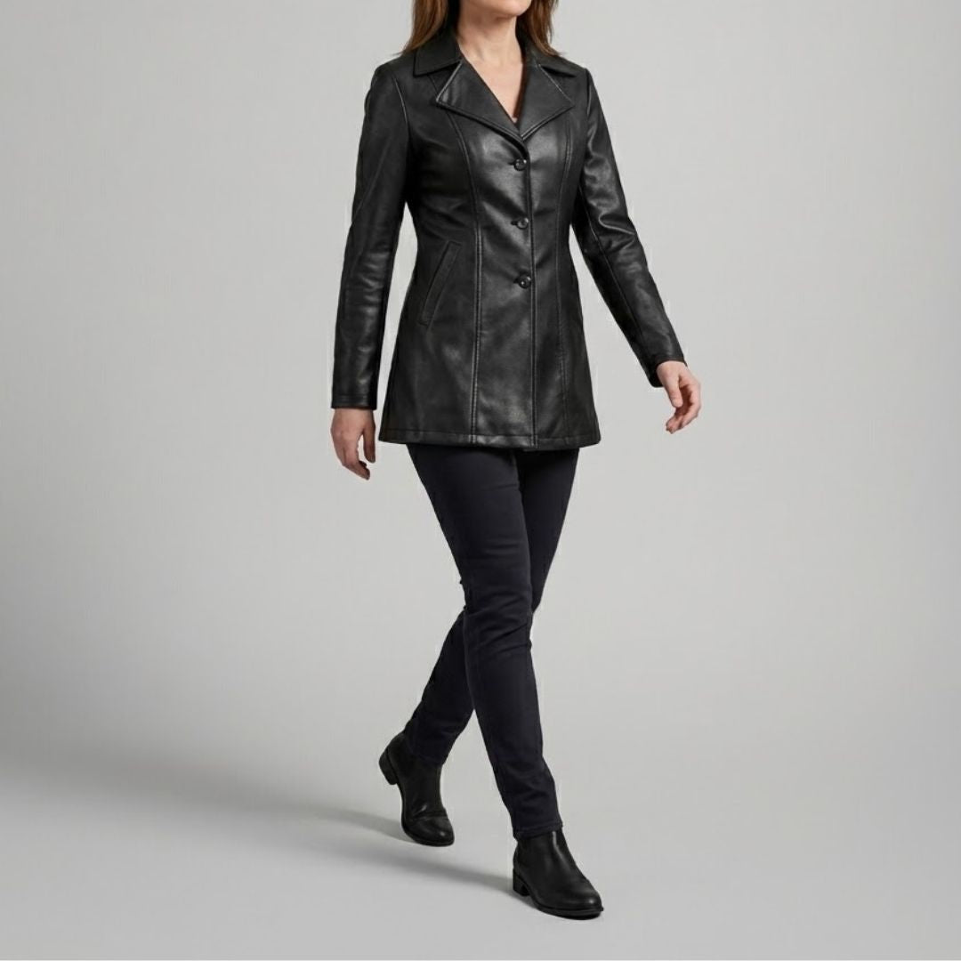 Eliana | Faux Leather Stylish Blazer Jacket