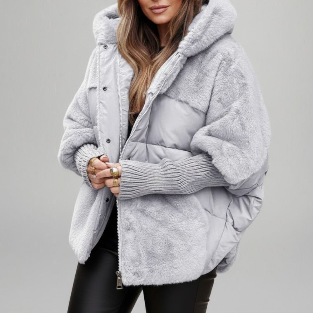 Oversized Hooded Patchwork Puffer Jacket
