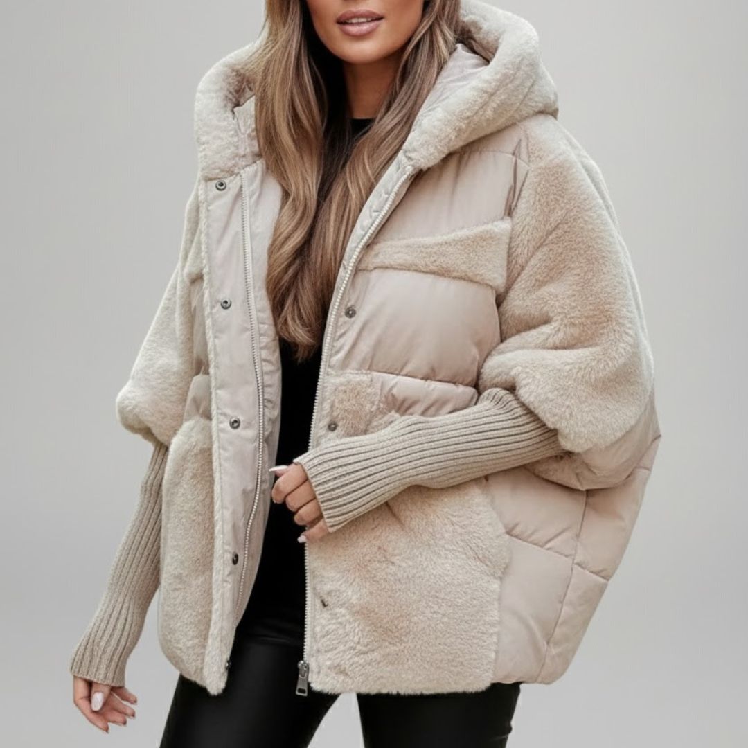 Oversized Hooded Patchwork Puffer Jacket