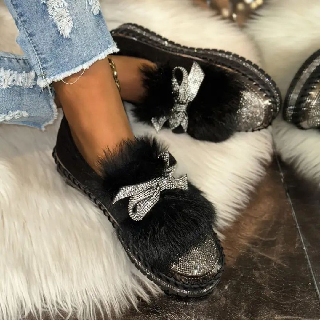 Jasmin | Crystal Bow Comfort Loafers – Sparkle & Support