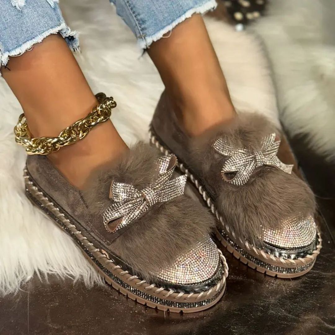 Jasmin | Crystal Bow Comfort Loafers – Sparkle & Support