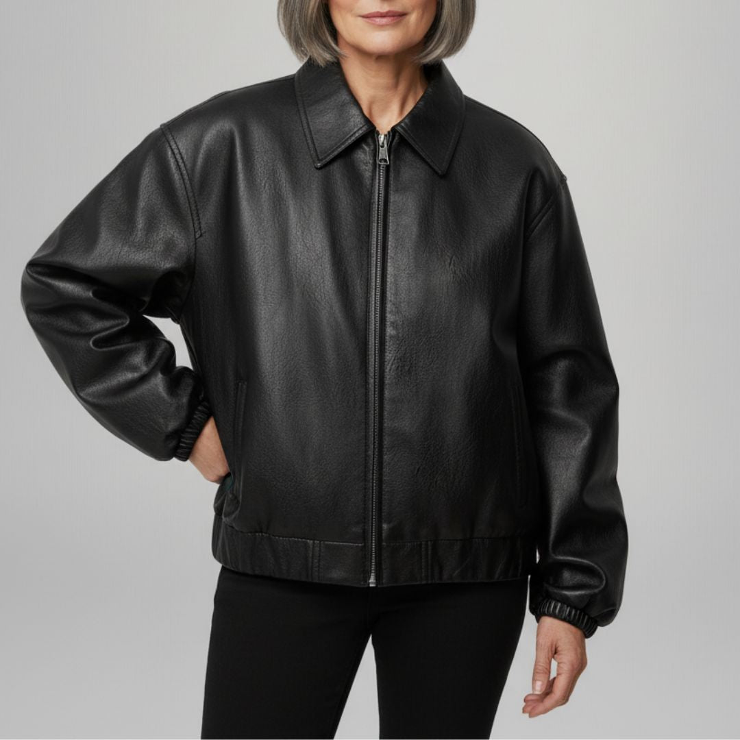 Joan | Chic Faux Leather Bomber Jacket
