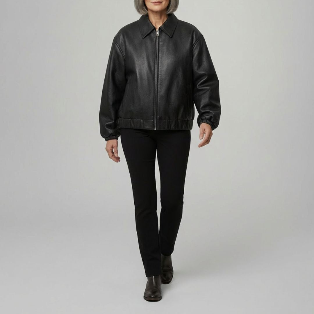 Joan | Chic Faux Leather Bomber Jacket