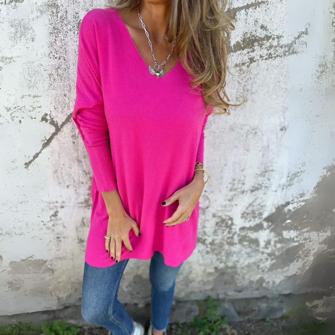 Leona | Relaxed V-Neck Knit Tunic