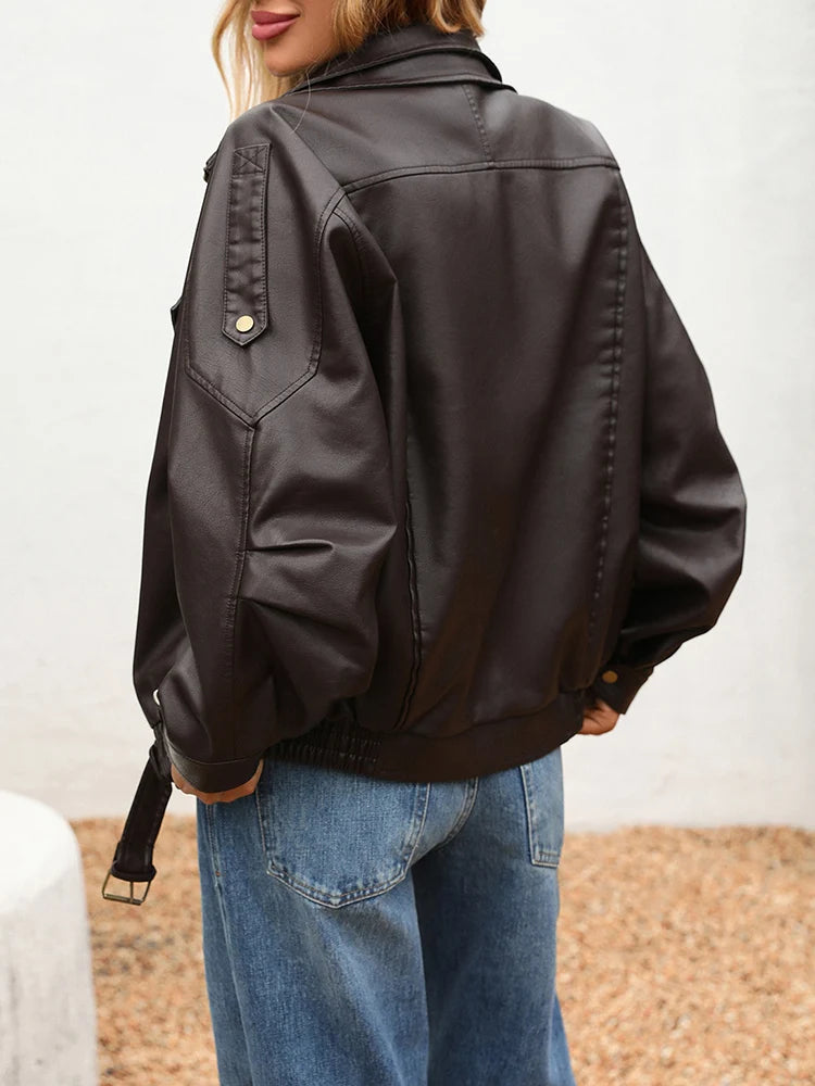 Alexa | Vintage Belt Zipper Jacket