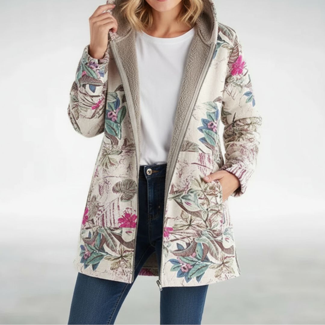 Sofia - Stylish Floral Fleece Jacket