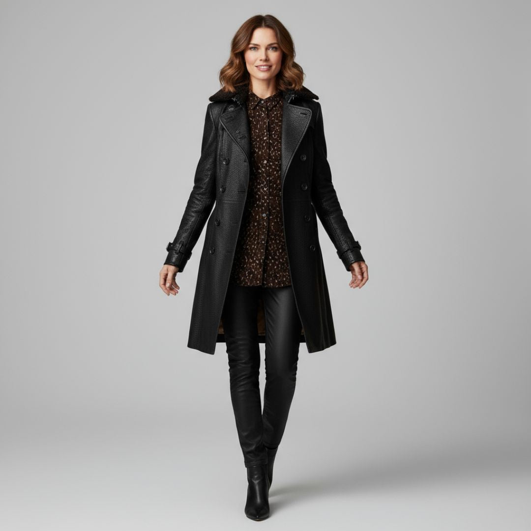 Elegant 3/4 Leather Coat