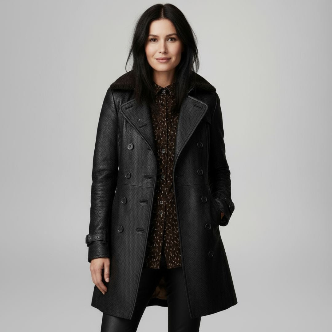 Elegant 3/4 Leather Coat