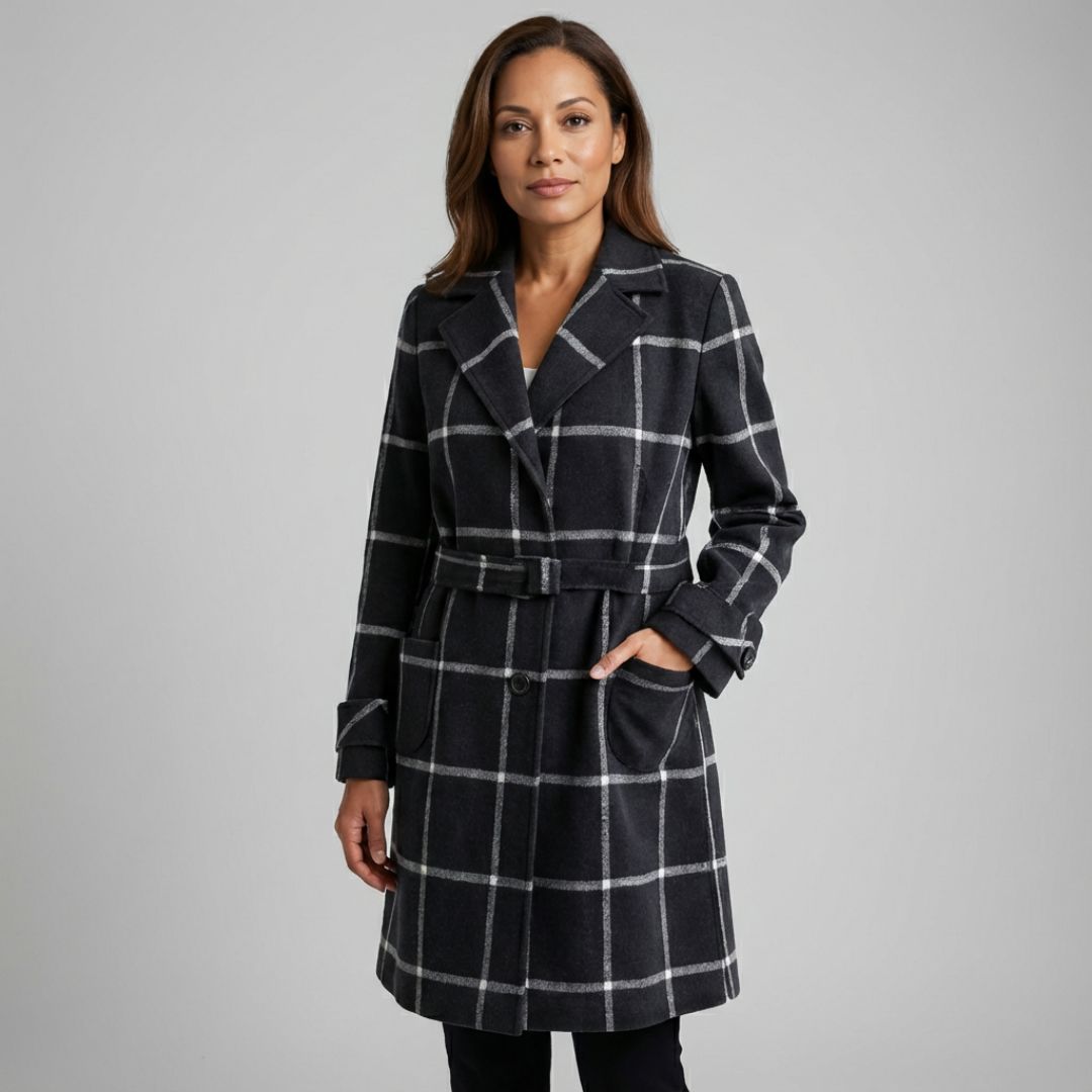 Women's Retro Lapel Plaid Tweed Coat