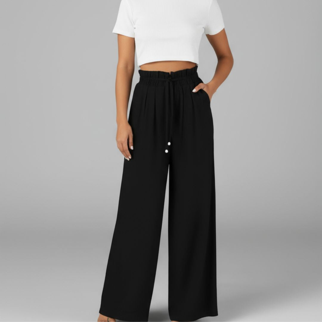 Camille | Wide-leg Pants in Cotton and Linen Blend