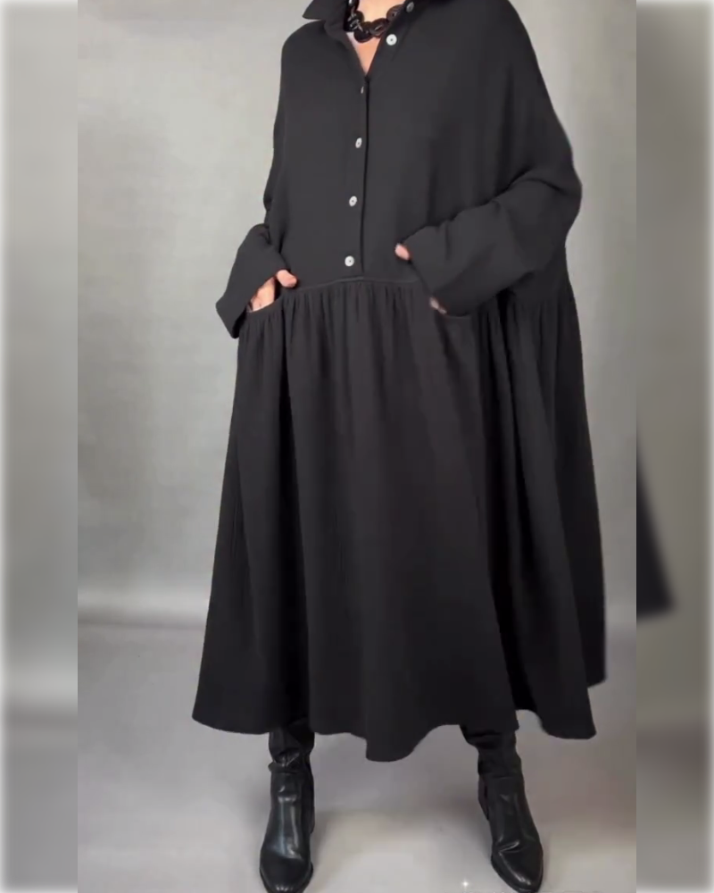Emma | Oversized A-Line Dress with Button Collar