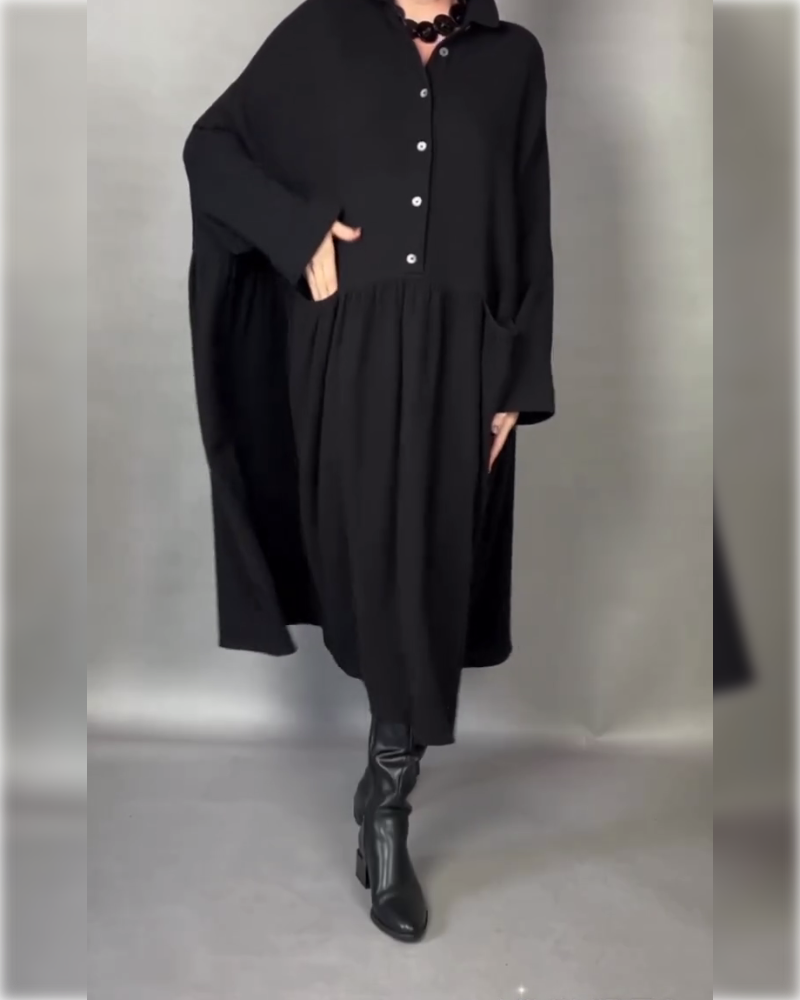 Emma | Oversized A-Line Dress with Button Collar