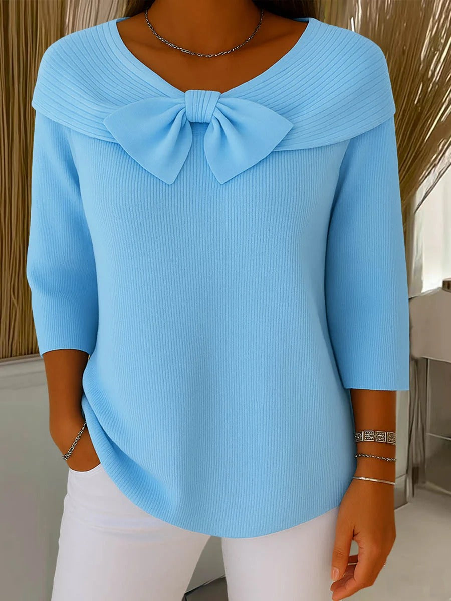 Solenne | Women's Sweater with Bow and Round Neckline