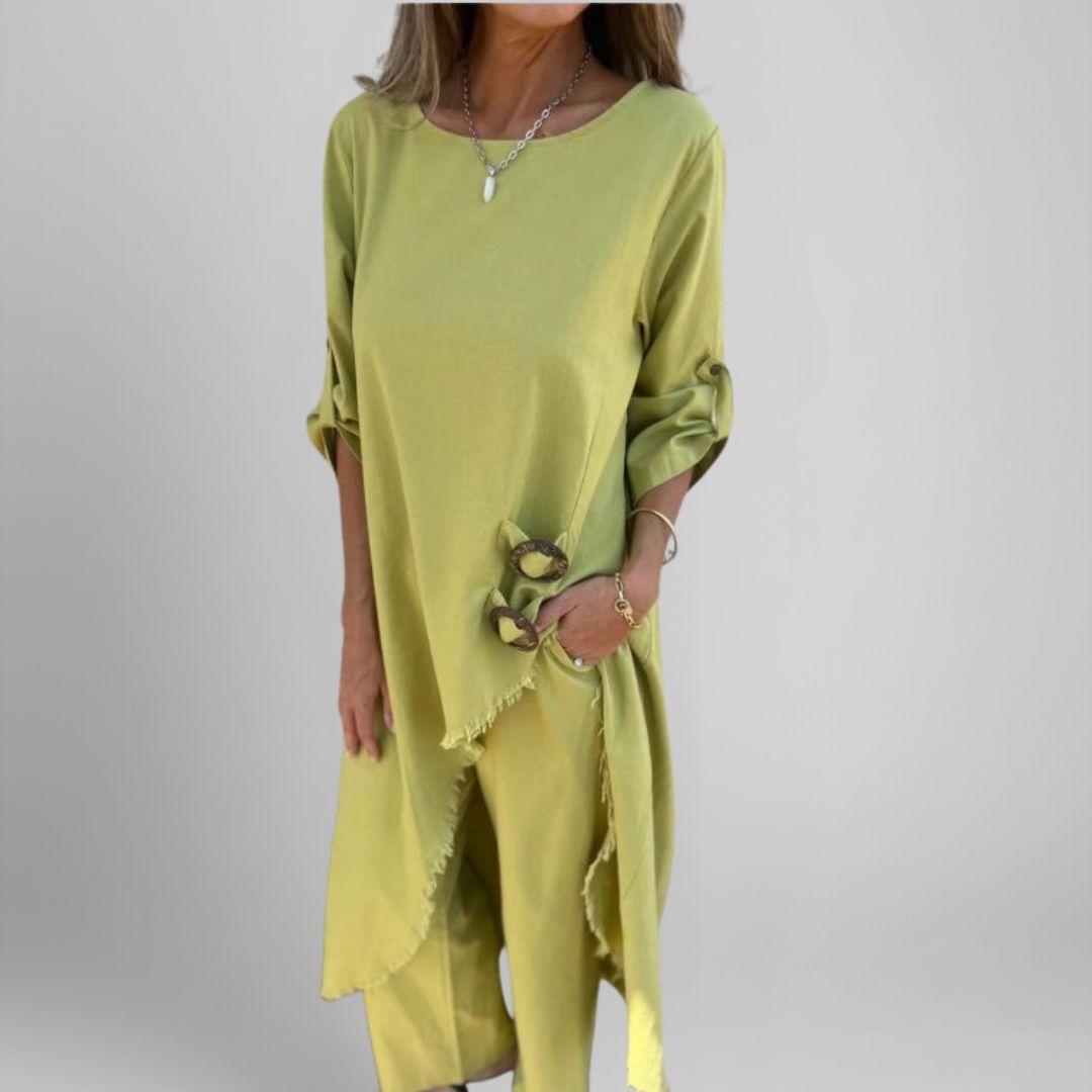 Bettina | Cotton-Linen Dress + Pants - Comfortable Two-Piece Set