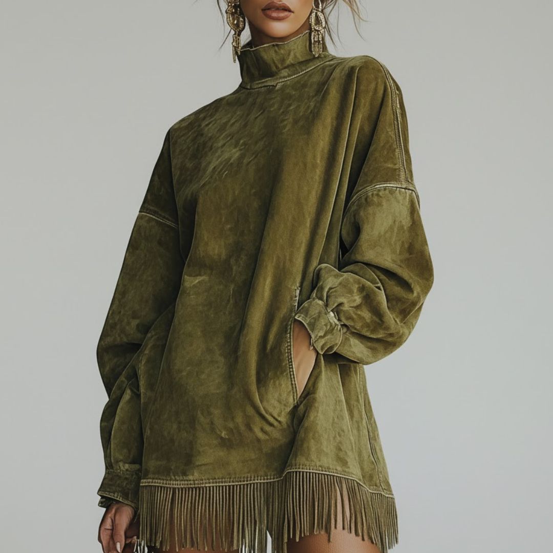 Sheri | Cozy Suede Fringe Dress