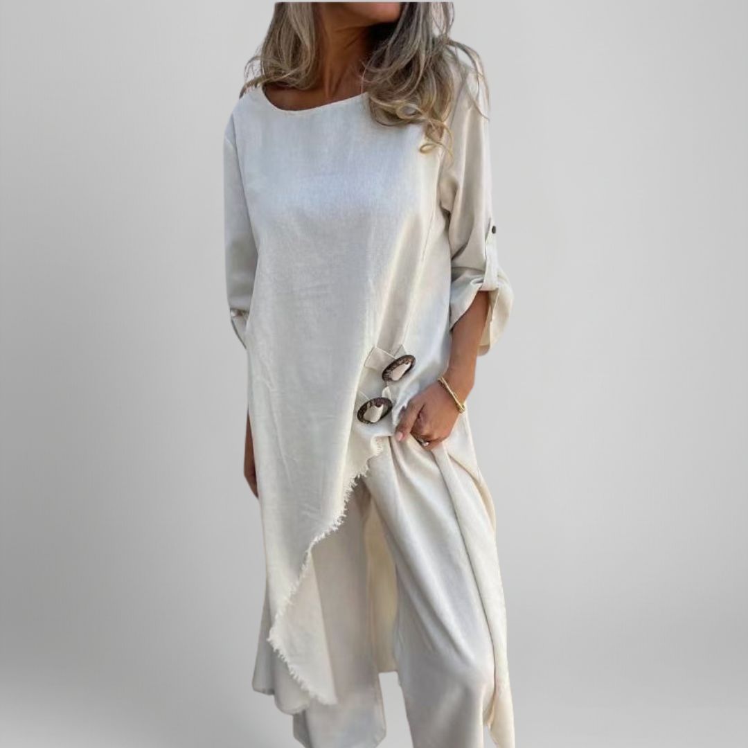Bettina | Cotton-Linen Dress + Pants - Comfortable Two-Piece Set
