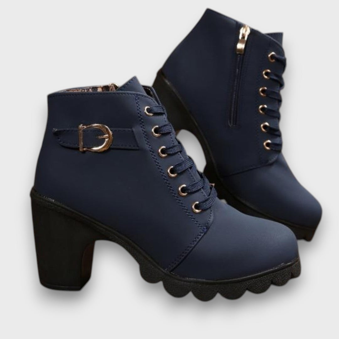 Ardeline – Lace-Up Buckle Block-Heel Ankle Boots