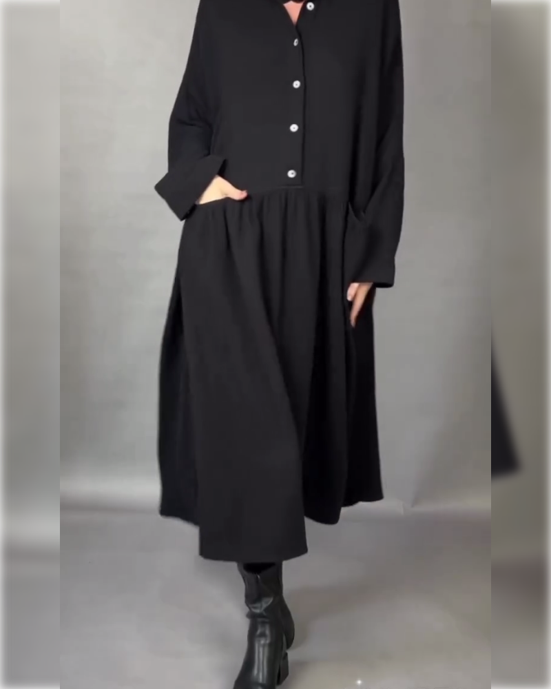 Emma | Oversized A-Line Dress with Button Collar
