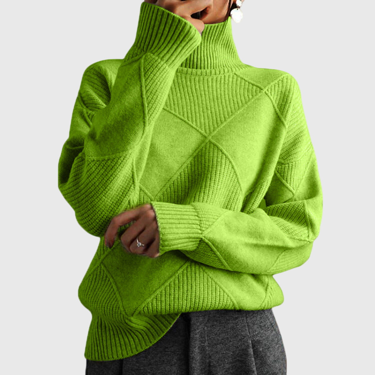 Angela - Modern Geometric Turtleneck Sweater