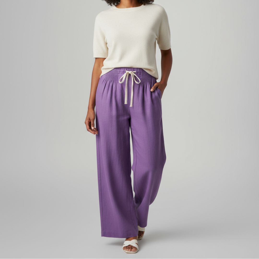 Camille | Wide-leg Pants in Cotton and Linen Blend