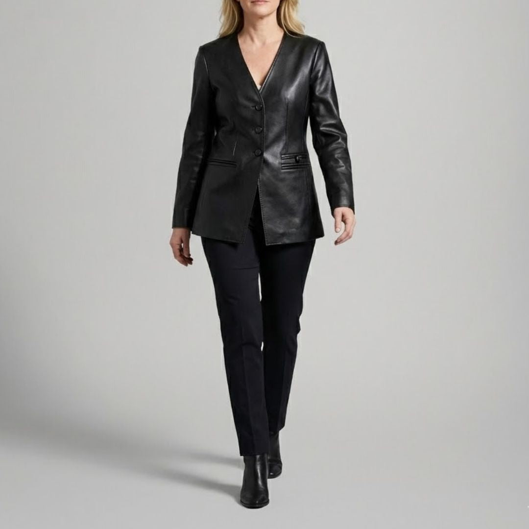 Celina | Faux Leather Blazer Jacket