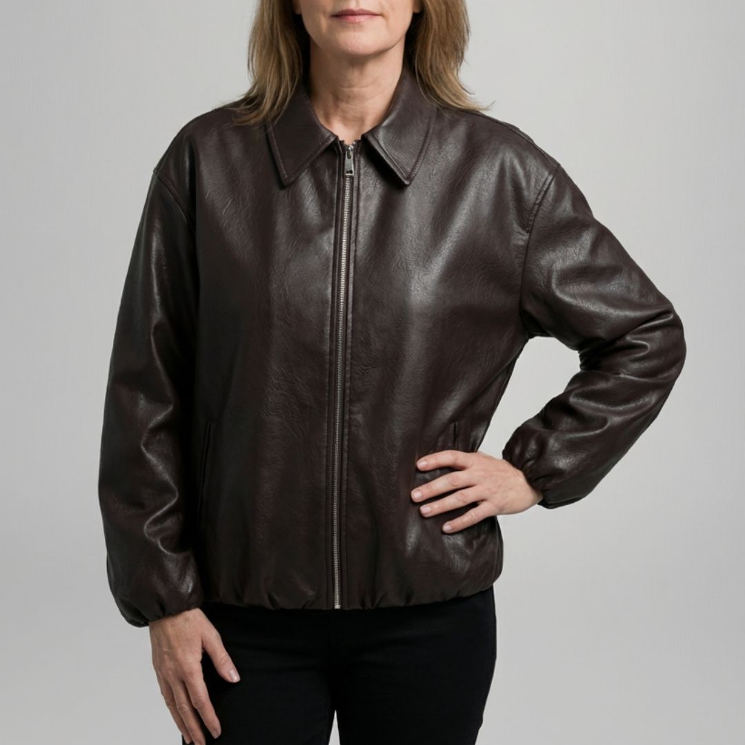 Joan | Chic Faux Leather Bomber Jacket