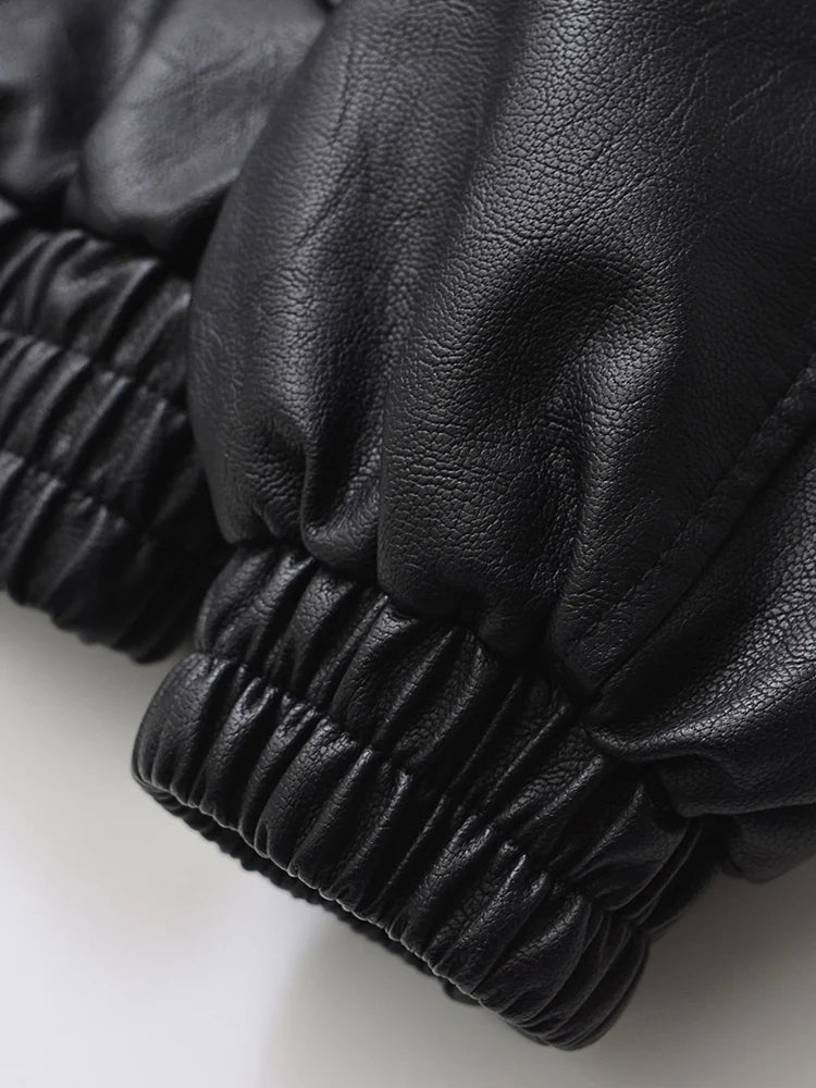 Leah | Leather Bomber Jacket