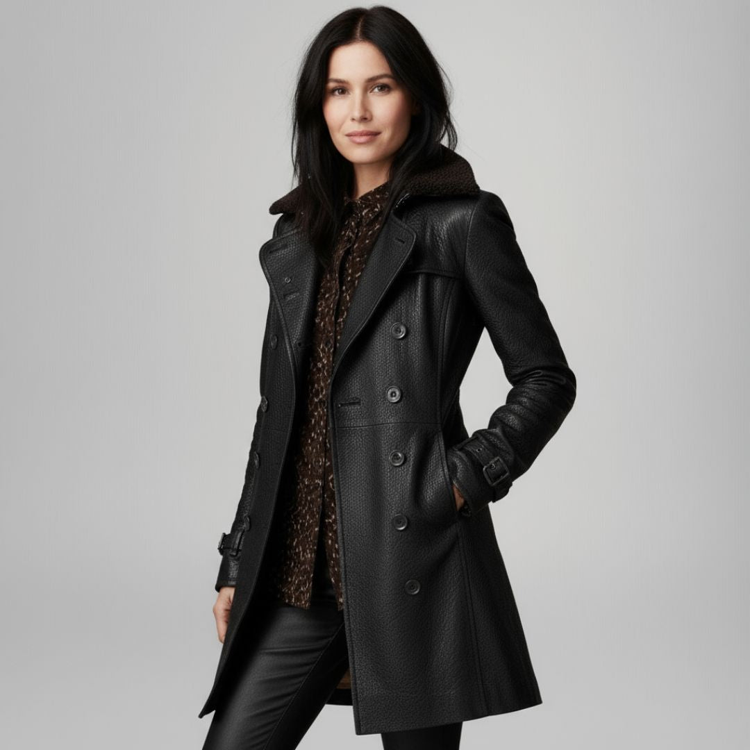 Elegant 3/4 Leather Coat