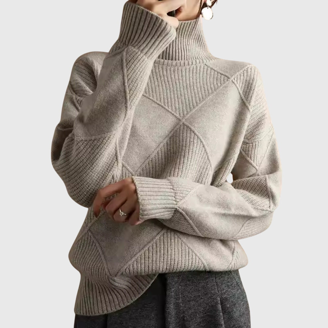 Angela - Modern Geometric Turtleneck Sweater