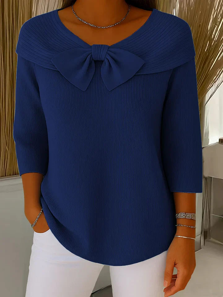 Solenne | Women's Sweater with Bow and Round Neckline